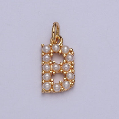 Mini Alphabet Pearl Charm Tiny Pearl Initial Charm 16K Gold Filled Charm for Personalized Jewelry | A-313-A-325