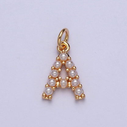 Mini Alphabet Pearl Charm Tiny Pearl Initial Charm 16K Gold Filled Charm for Personalized Jewelry | A-313-A-325
