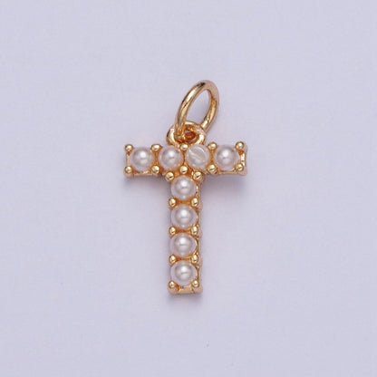 Mini Alphabet Pearl Charm Tiny Pearl Initial Charm 16K Gold Filled Charm for Personalized Jewelry | A-313-A-325