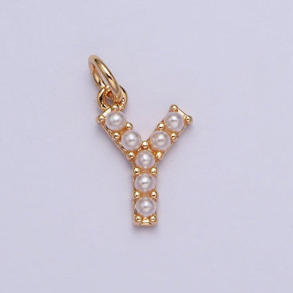 Mini Alphabet Pearl Charm Tiny Pearl Initial Charm 16K Gold Filled Charm for Personalized Jewelry | A-313-A-325