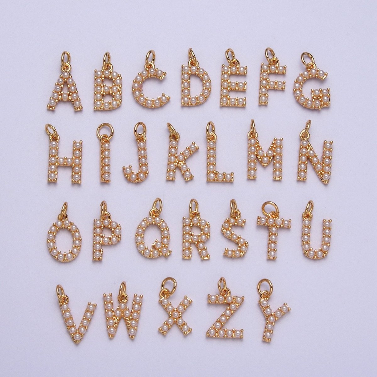 Mini Alphabet Pearl Charm Tiny Pearl Initial Charm 16K Gold Filled Charm for Personalized Jewelry | A-313-A-325