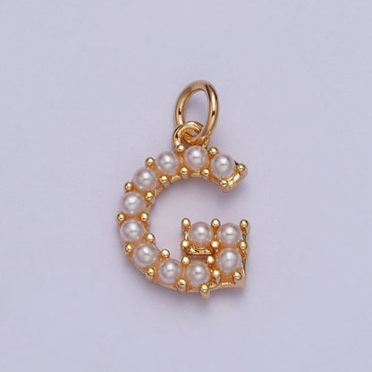 Mini Alphabet Pearl Charm Tiny Pearl Initial Charm 16K Gold Filled Charm for Personalized Jewelry | A-313-A-325