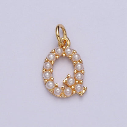 Mini Alphabet Pearl Charm Tiny Pearl Initial Charm 16K Gold Filled Charm for Personalized Jewelry | A-313-A-325