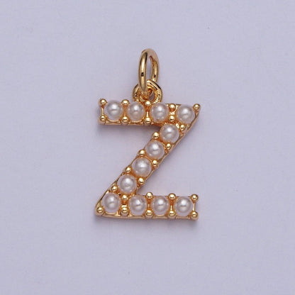 Mini Alphabet Pearl Charm Tiny Pearl Initial Charm 16K Gold Filled Charm for Personalized Jewelry | A-313-A-325