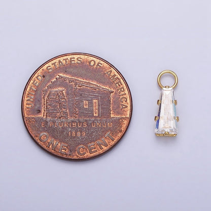 Mini Baguette Cubic Zirconia Charm, Tiny Clear CZ Charm in Gold Silver for Jewelry Making Supply AC422 AC423