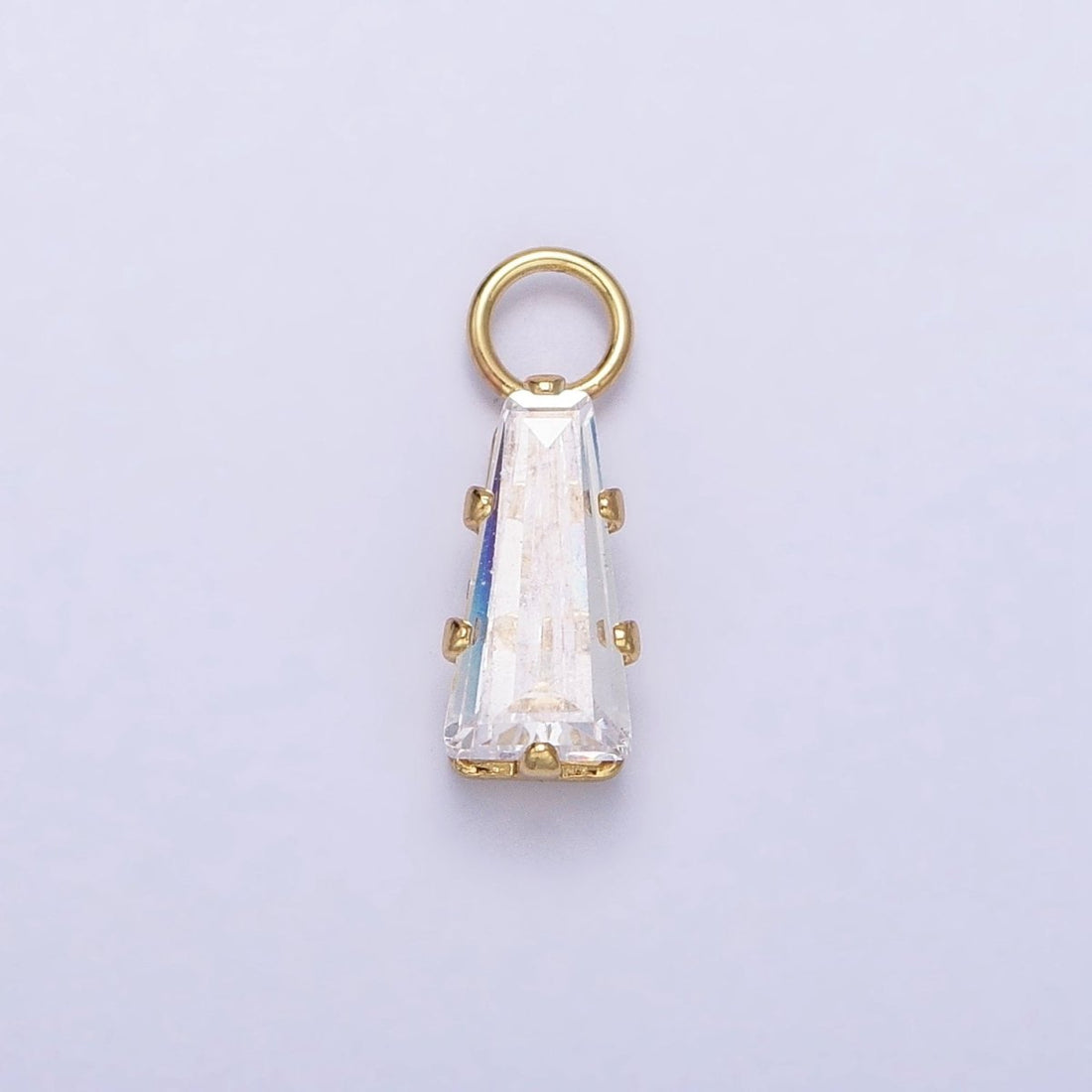 Mini Baguette Cubic Zirconia Charm, Tiny Clear CZ Charm in Gold Silver for Jewelry Making Supply AC422 AC423
