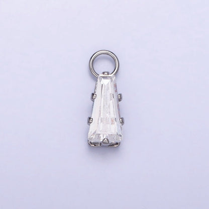 Mini Baguette Cubic Zirconia Charm, Tiny Clear CZ Charm in Gold Silver for Jewelry Making Supply AC422 AC423