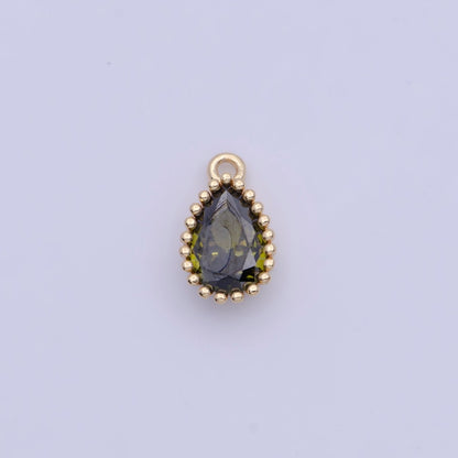 Mini BIRTHSTONE Cubic Zirconia Teardrop Gold Charm Component Add on For Jewelry Making C-230 C-265 C-291 C-297 C-315 C-337 C-363 C-365 AG-140~AG-143