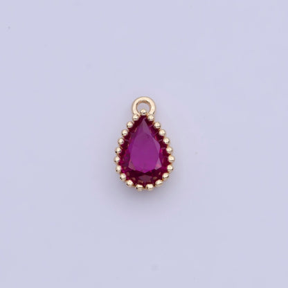 Mini BIRTHSTONE Cubic Zirconia Teardrop Gold Charm Component Add on For Jewelry Making C-230 C-265 C-291 C-297 C-315 C-337 C-363 C-365 AG-140~AG-143