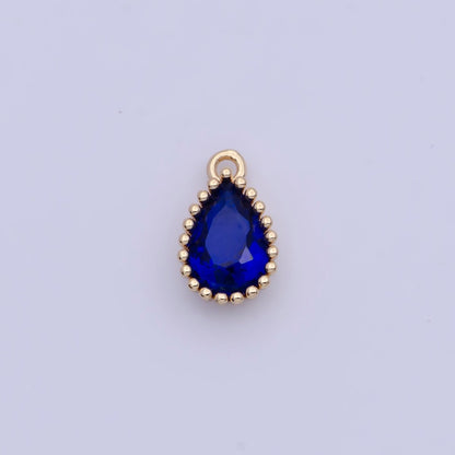 Mini BIRTHSTONE Cubic Zirconia Teardrop Gold Charm Component Add on For Jewelry Making C-230 C-265 C-291 C-297 C-315 C-337 C-363 C-365 AG-140~AG-143