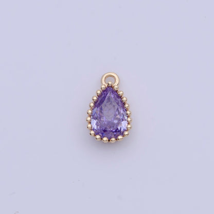 Mini BIRTHSTONE Cubic Zirconia Teardrop Gold Charm Component Add on For Jewelry Making C-230 C-265 C-291 C-297 C-315 C-337 C-363 C-365 AG-140~AG-143