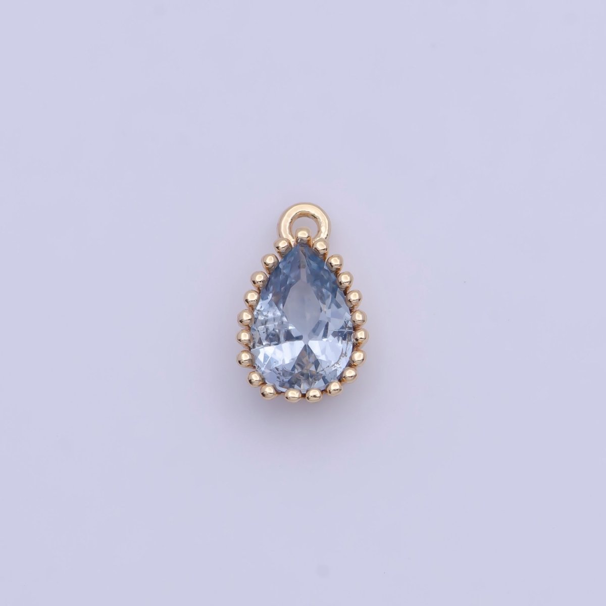 Mini BIRTHSTONE Cubic Zirconia Teardrop Gold Charm Component Add on For Jewelry Making C-230 C-265 C-291 C-297 C-315 C-337 C-363 C-365 AG-140~AG-143