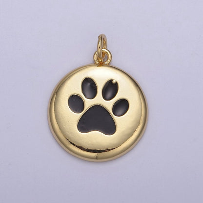 Mini Black Gold Dog Paw Print Animal Foot Charm for Bracelet Necklace Add on N-857