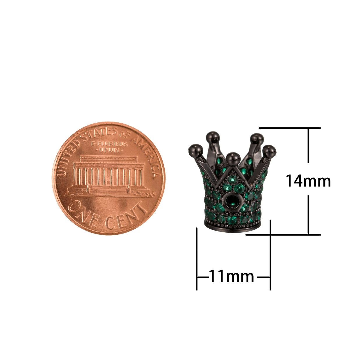 Mini Black Gold Silver Crown Beads CZ Green Crystal Small Simple King Queen Crown Model Jewelry Making Beads B-207, B-566, B-567