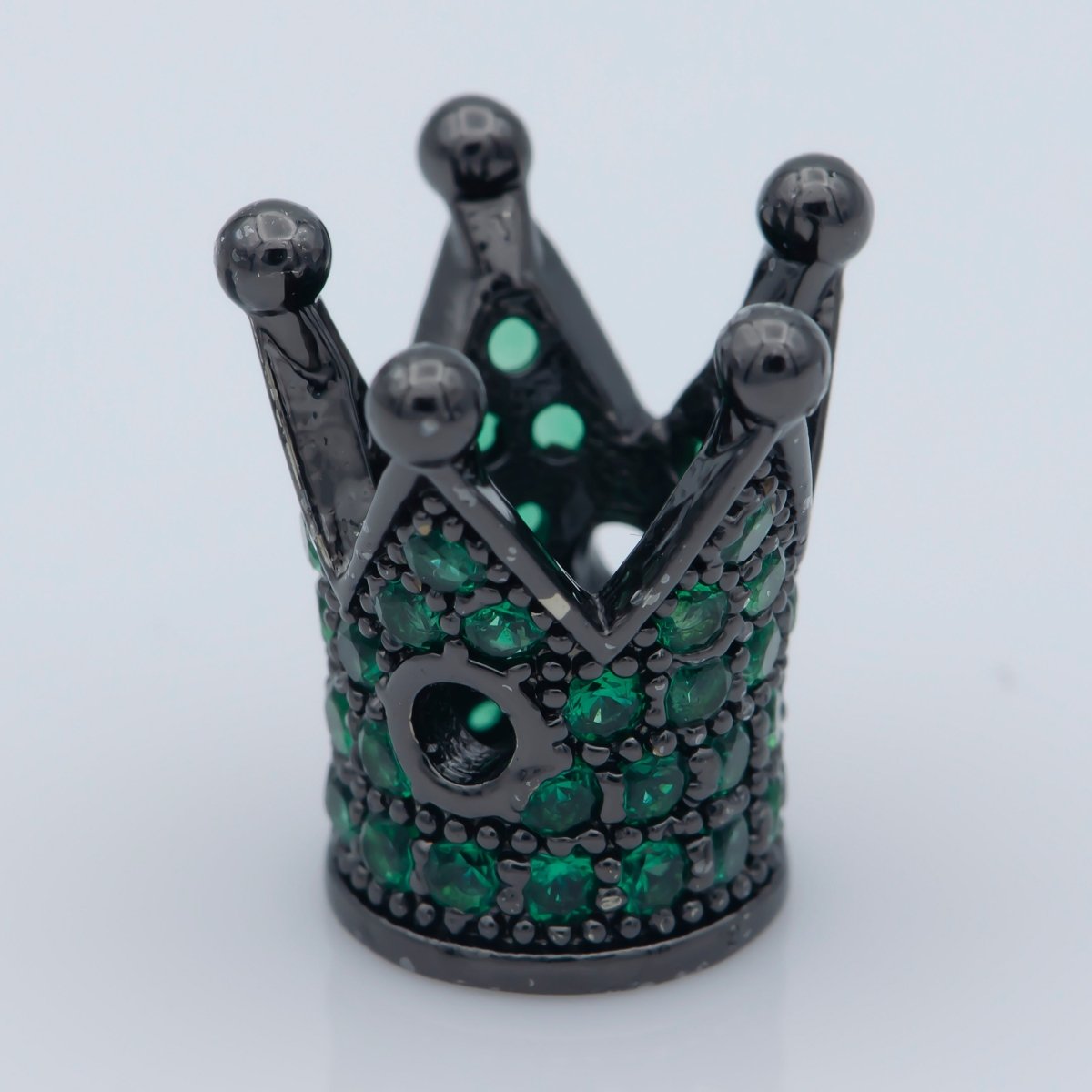 Mini Black Gold Silver Crown Beads CZ Green Crystal Small Simple King Queen Crown Model Jewelry Making Beads B-207, B-566, B-567