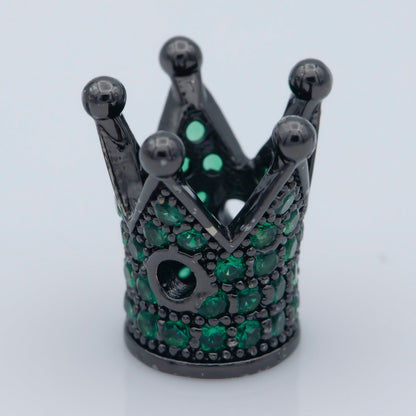 Mini Black Gold Silver Crown Beads CZ Green Crystal Small Simple King Queen Crown Model Jewelry Making Beads B-207, B-566, B-567