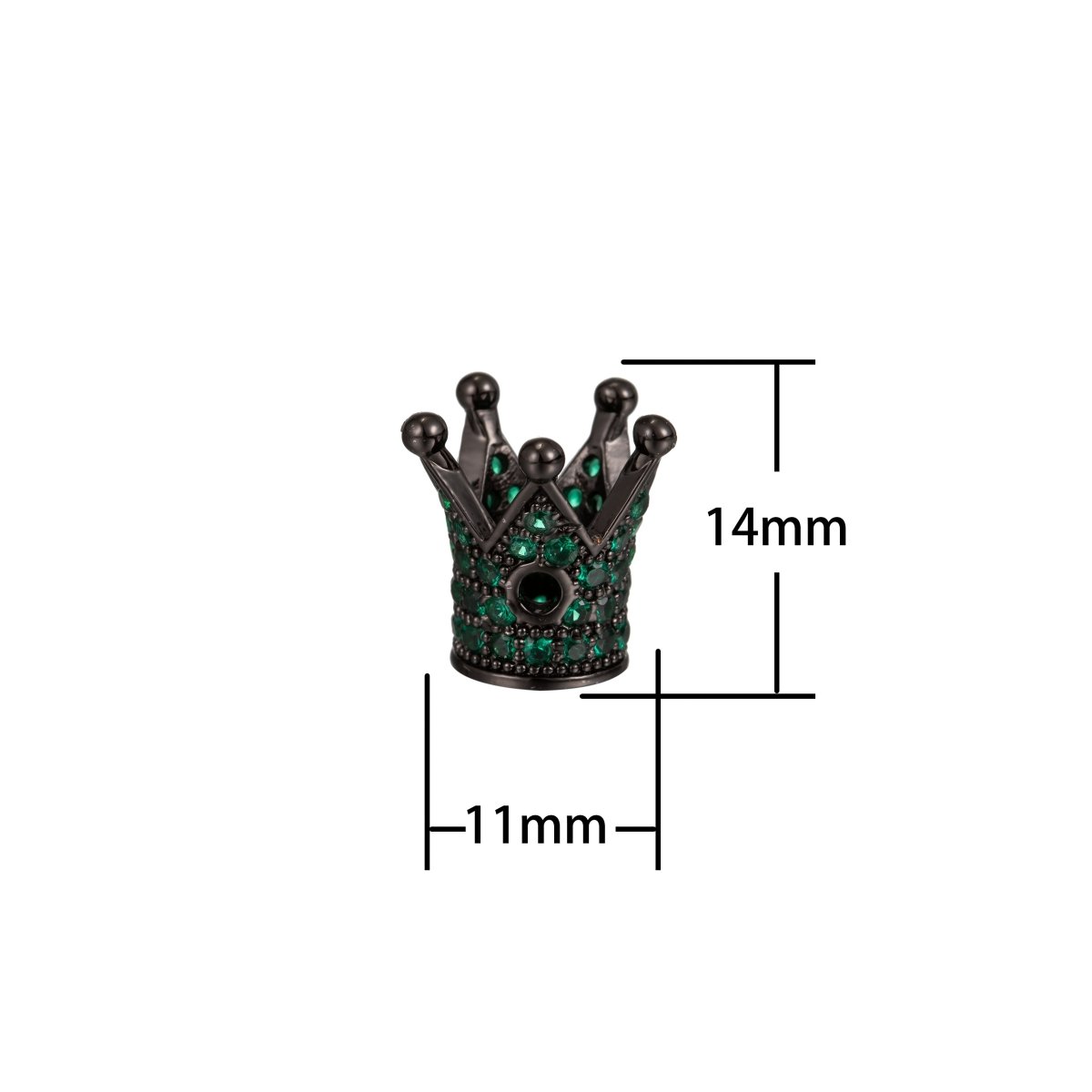 Mini Black Gold Silver Crown Beads CZ Green Crystal Small Simple King Queen Crown Model Jewelry Making Beads B-207, B-566, B-567