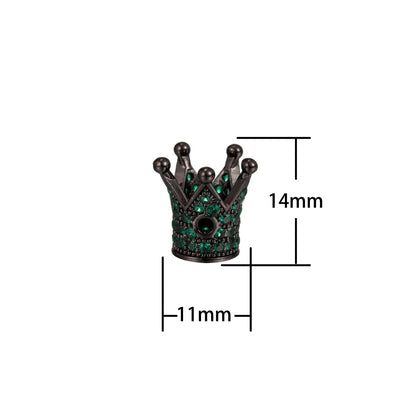 Mini Black Gold Silver Crown Beads CZ Green Crystal Small Simple King Queen Crown Model Jewelry Making Beads B-207, B-566, B-567