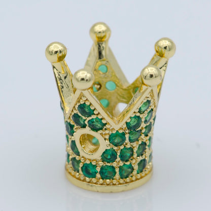 Mini Black Gold Silver Crown Beads CZ Green Crystal Small Simple King Queen Crown Model Jewelry Making Beads B-207, B-566, B-567