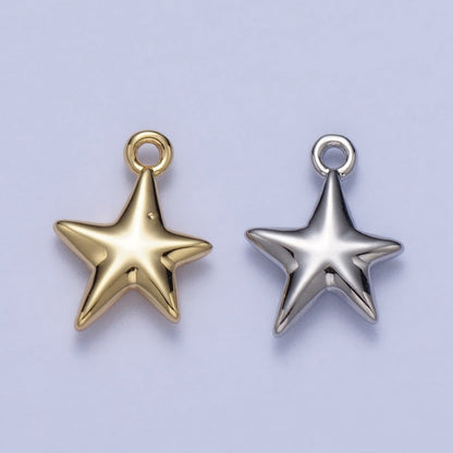 Mini Celestial Puffed Star Add-On Charm in Gold &amp; Silver | AC-036