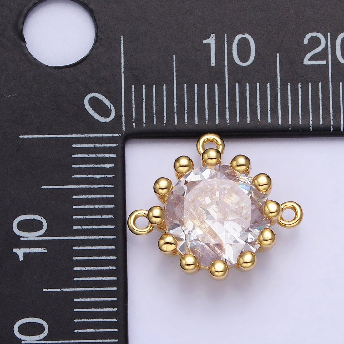 Mini Clear 17mm Round CZ Cubic Zirconia Dotted Triple Loop Link Connector | Y-825