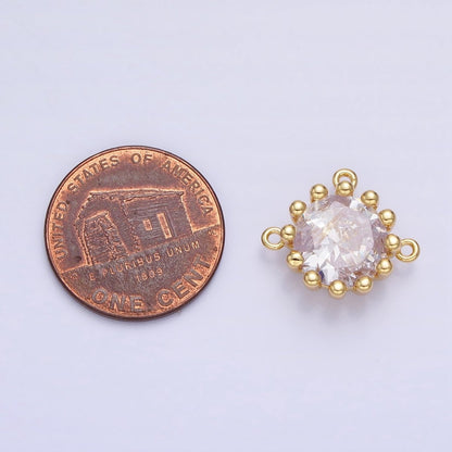 Mini Clear 17mm Round CZ Cubic Zirconia Dotted Triple Loop Link Connector | Y-825