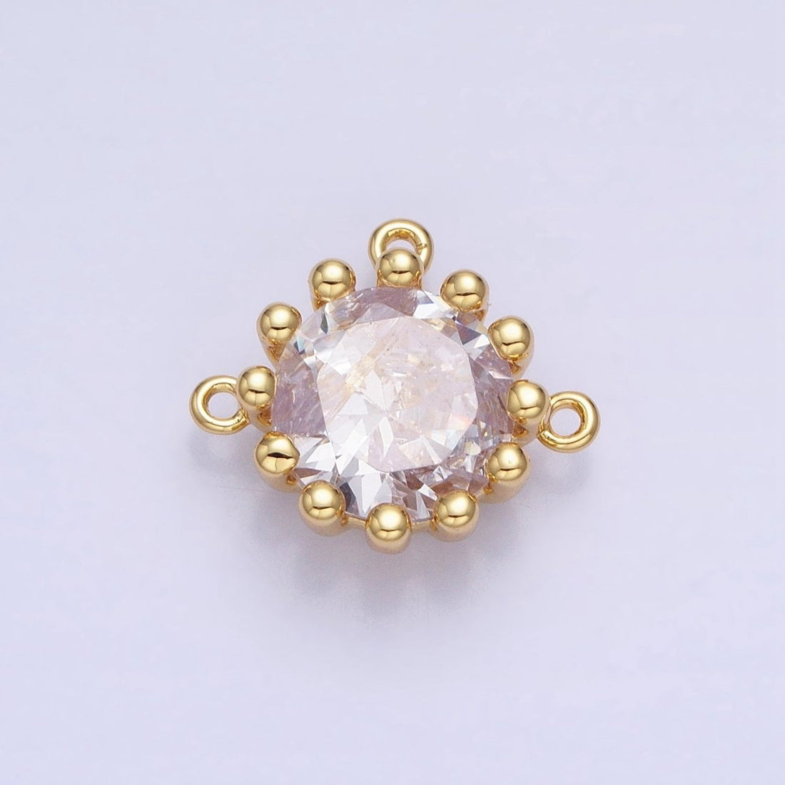 Mini Clear 17mm Round CZ Cubic Zirconia Dotted Triple Loop Link Connector | Y-825