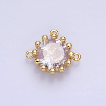 Mini Clear 17mm Round CZ Cubic Zirconia Dotted Triple Loop Link Connector | Y-825