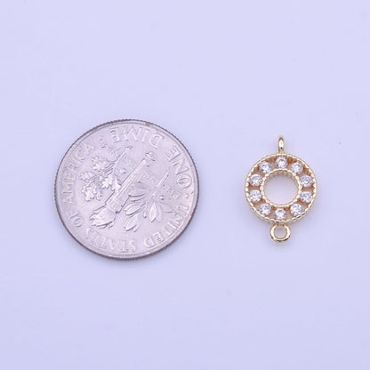 Mini Clear CZ Cubic Zirconia Round Gold Link Connector Charm Connector | Y-649