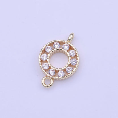 Mini Clear CZ Cubic Zirconia Round Gold Link Connector Charm Connector | Y-649