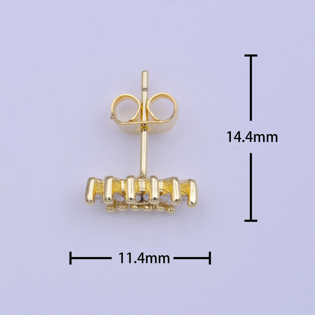 Mini Clear Marquise CZ Cubic Zirconia Lined Gold Stud Earrings | AD-223