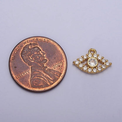 Mini Clear Micro Paved CZ Evil Eye Gold Add-On Charm | AC219