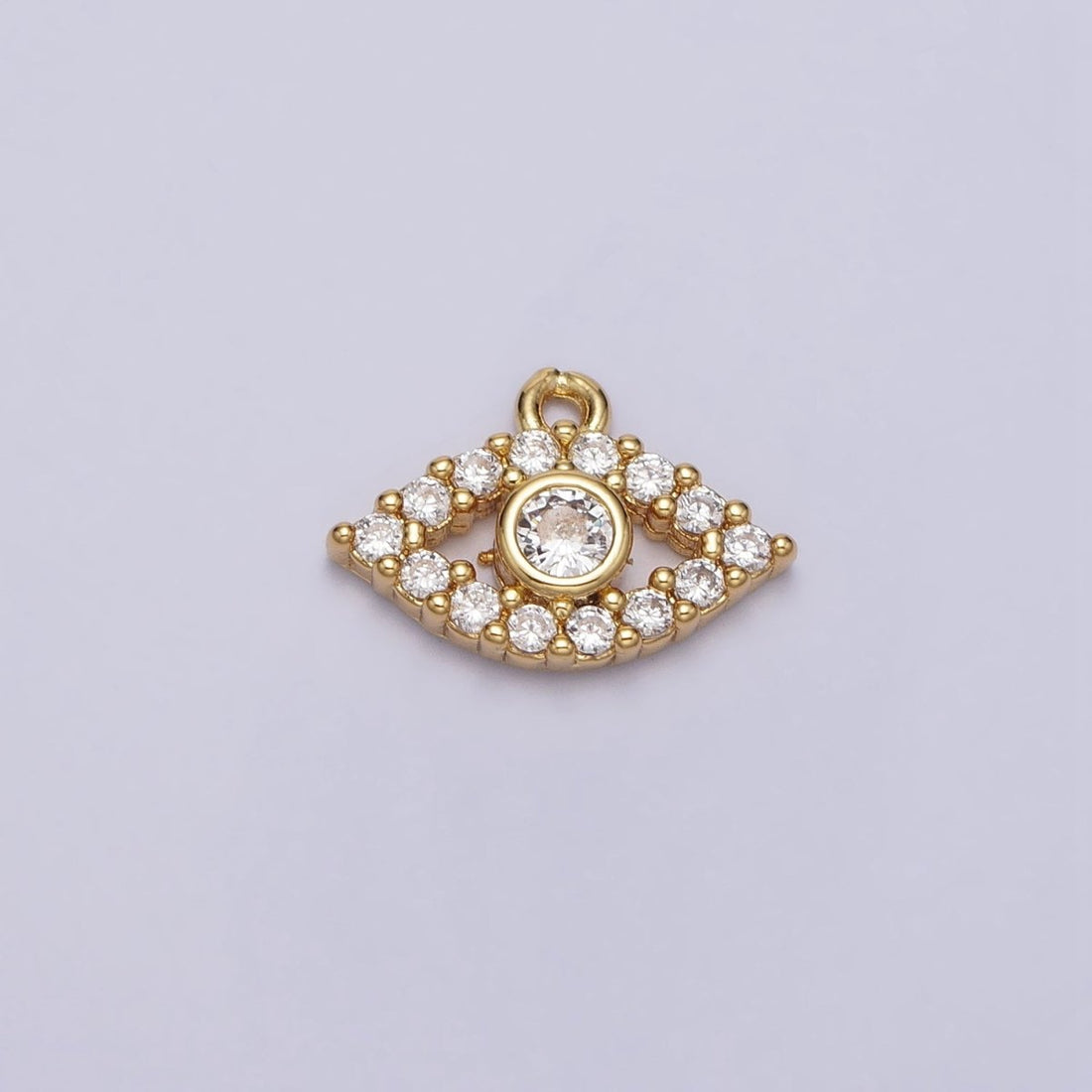 Mini Clear Micro Paved CZ Evil Eye Gold Add-On Charm | AC219