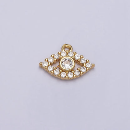 Mini Clear Micro Paved CZ Evil Eye Gold Add-On Charm | AC219