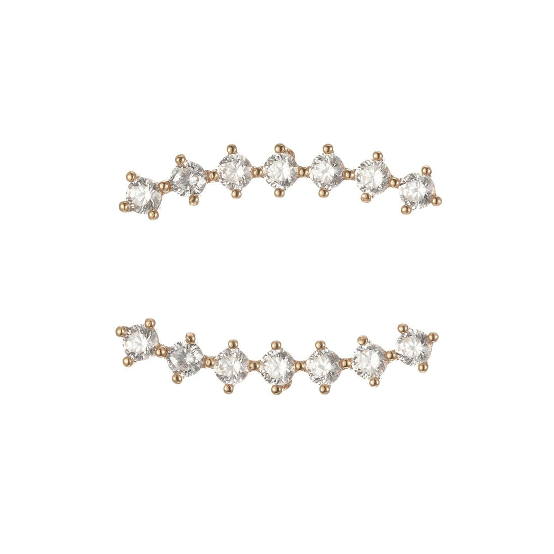 Mini Connected Crystal Lining Studs Earring CZ Crystal Stones Chain Gold Filled Daily Wear Earring Jewelry P-202