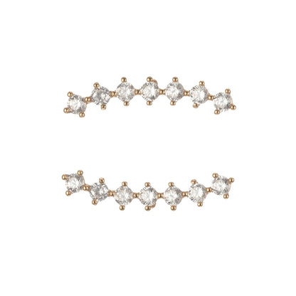 Mini Connected Crystal Lining Studs Earring CZ Crystal Stones Chain Gold Filled Daily Wear Earring Jewelry P-202