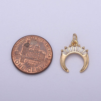 Mini Crescent Moon Horn Charm 16K Gold Filled Upside Down Tusk Moon Pendant Bohemian Boho C Shape Curve Gold Moon Charm N-295