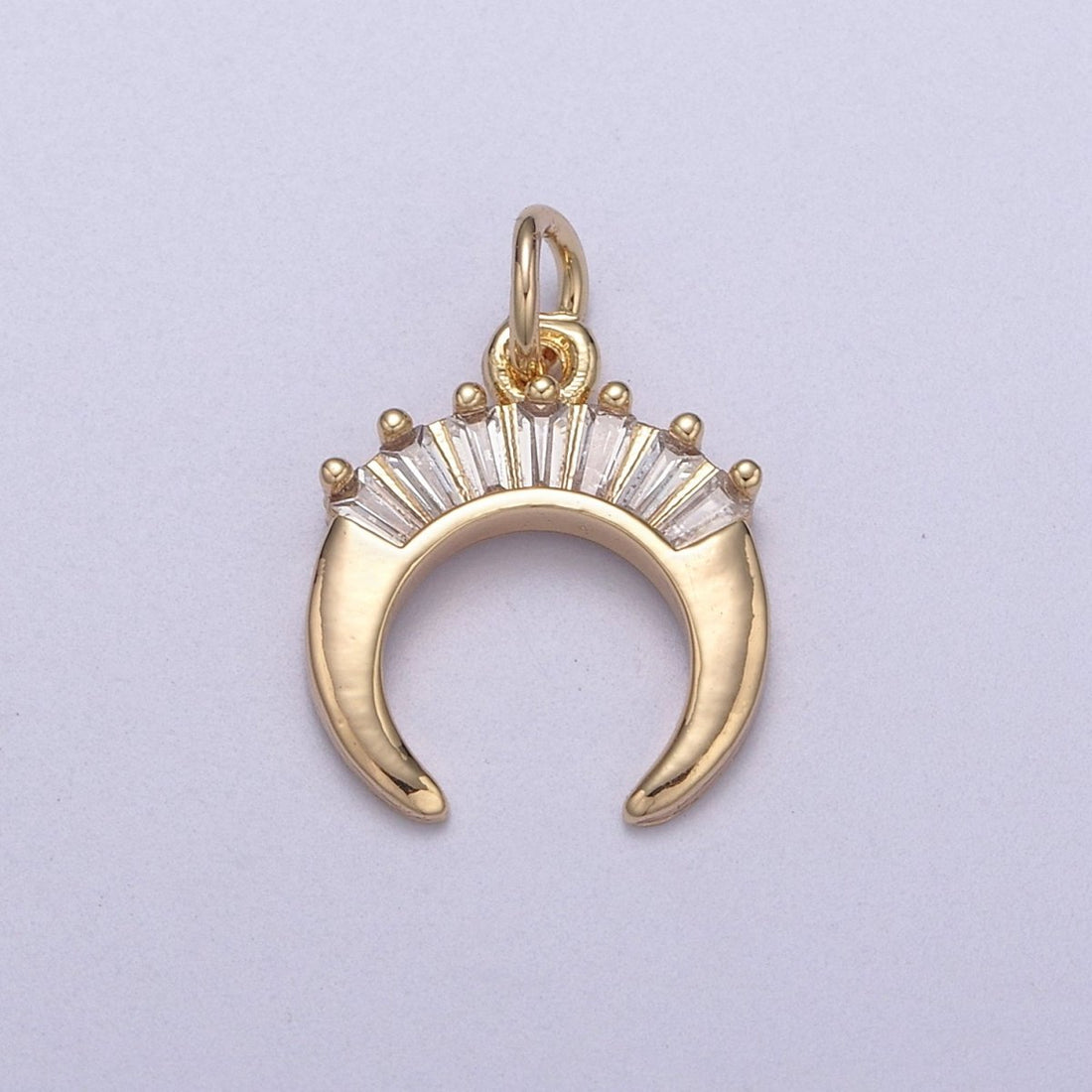 Mini Crescent Moon Horn Charm 16K Gold Filled Upside Down Tusk Moon Pendant Bohemian Boho C Shape Curve Gold Moon Charm N-295