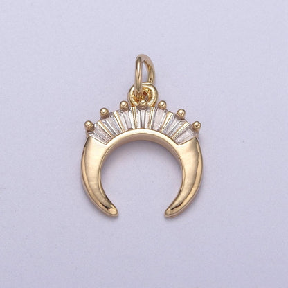 Mini Crescent Moon Horn Charm 16K Gold Filled Upside Down Tusk Moon Pendant Bohemian Boho C Shape Curve Gold Moon Charm N-295
