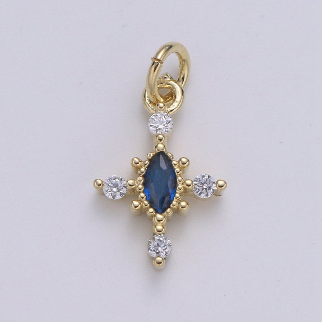 Mini Cross Charm Micro Pave Eye 24K Gold Filled Cross Charm, Cubic Zirconia Cluster Charm for Necklace Earring Bracelet Jewelry Making E-233-E-236