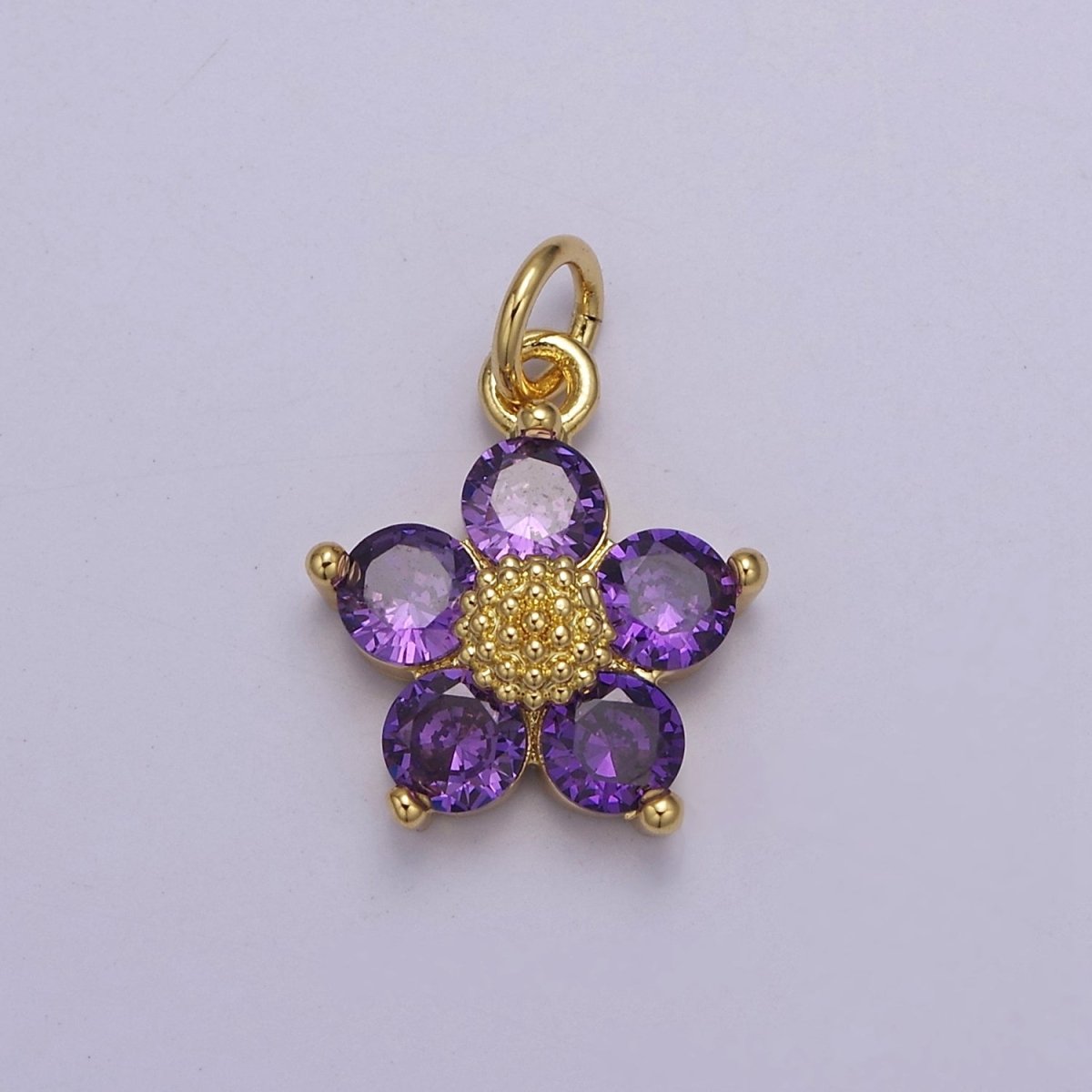 Mini Cubic Daisy Charm in 24k Gold Filled CZ Charm for Spring Jewelry Inspired E-550 E-551 E-639 E-640 E-641