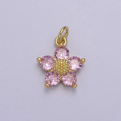 Mini Cubic Daisy Charm in 24k Gold Filled CZ Charm for Spring Jewelry Inspired E-550 E-551 E-639 E-640 E-641