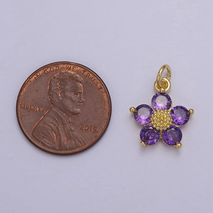 Mini Cubic Daisy Charm in 24k Gold Filled CZ Charm for Spring Jewelry Inspired E-550 E-551 E-639 E-640 E-641