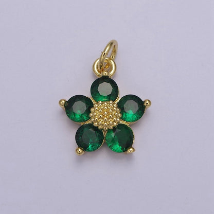Mini Cubic Daisy Charm in 24k Gold Filled CZ Charm for Spring Jewelry Inspired E-550 E-551 E-639 E-640 E-641