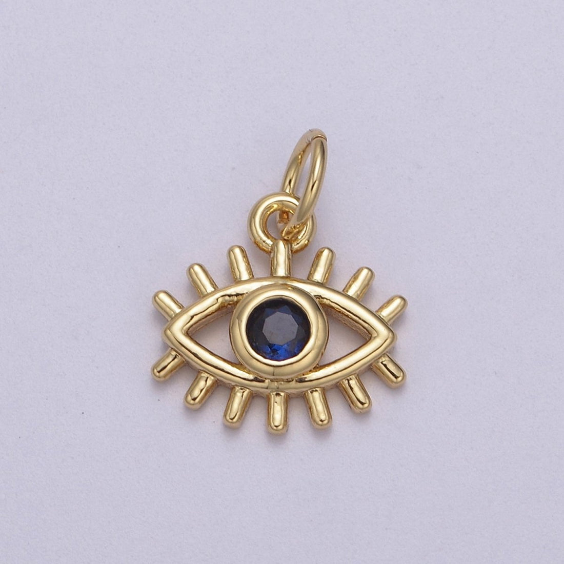 Mini Cubic Gold Evil Eye Charm Micro Pave CZ Dark Blue Eye Jewelry N-877
