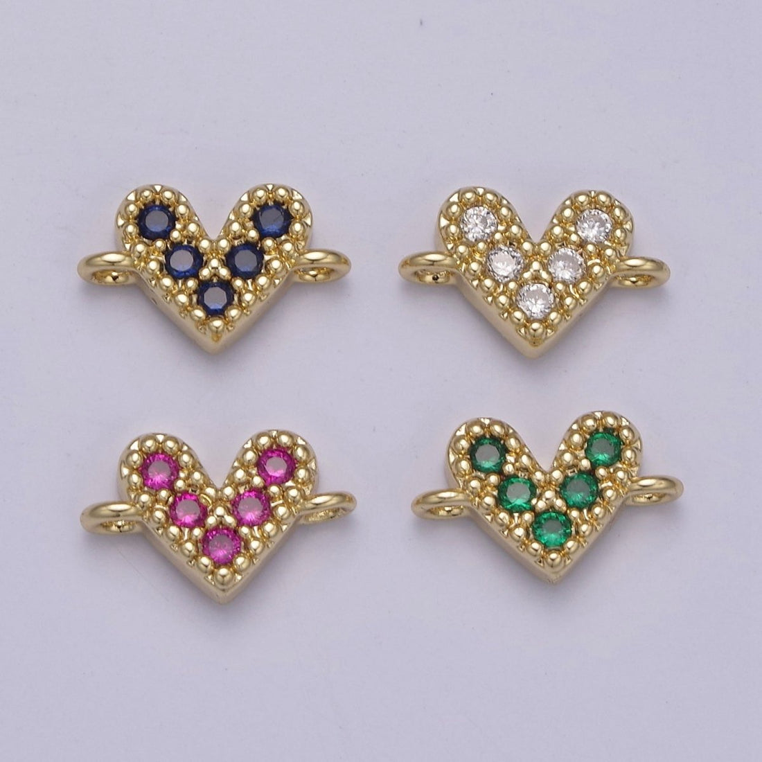 Mini Cubic Heart Charm Connector for Bracelet Necklace Link Connector F-062/F-063/F-069/F-070