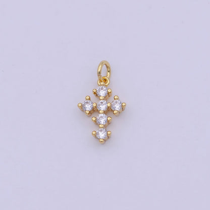 Mini CZ Gold Filled cross pendant, Tiny Cross Charm, DIY Religion Jewelry Making Findings N-415 N-416