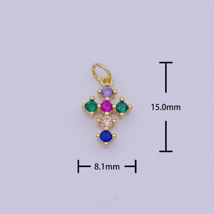 Mini CZ Gold Filled cross pendant, Tiny Cross Charm, DIY Religion Jewelry Making Findings N-415 N-416