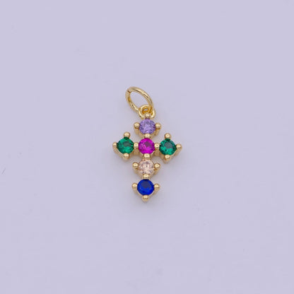 Mini CZ Gold Filled cross pendant, Tiny Cross Charm, DIY Religion Jewelry Making Findings N-415 N-416