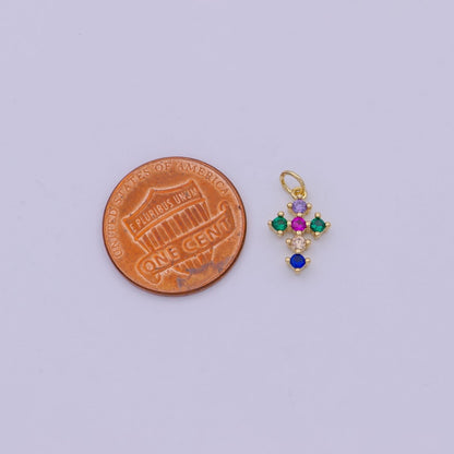Mini CZ Gold Filled cross pendant, Tiny Cross Charm, DIY Religion Jewelry Making Findings N-415 N-416